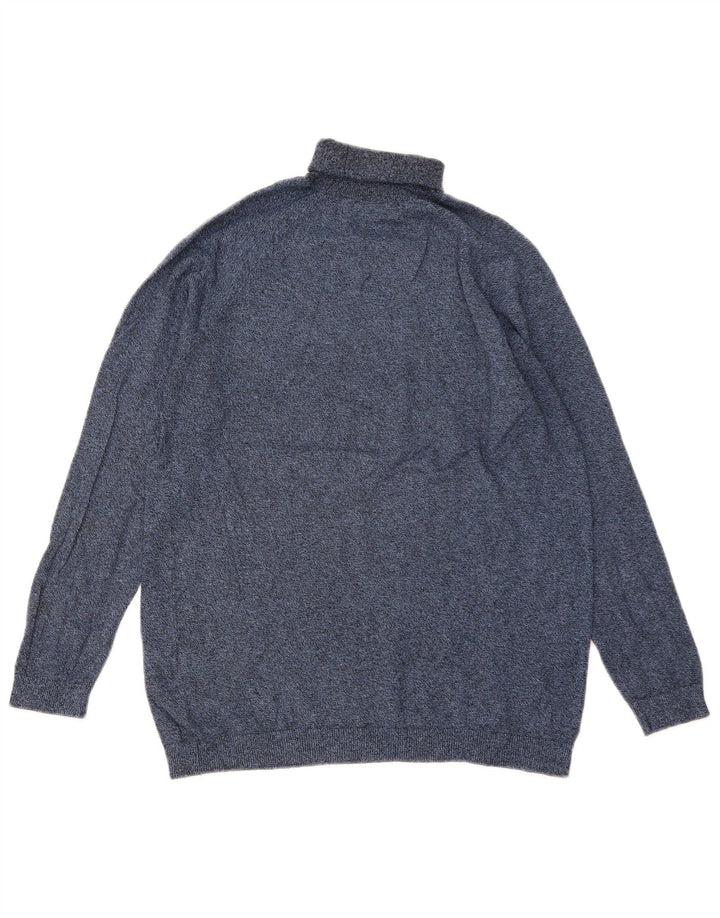 Męski sweter z wywijanym dekoltem Zara Średni niebieski nakrapiany wiskoza