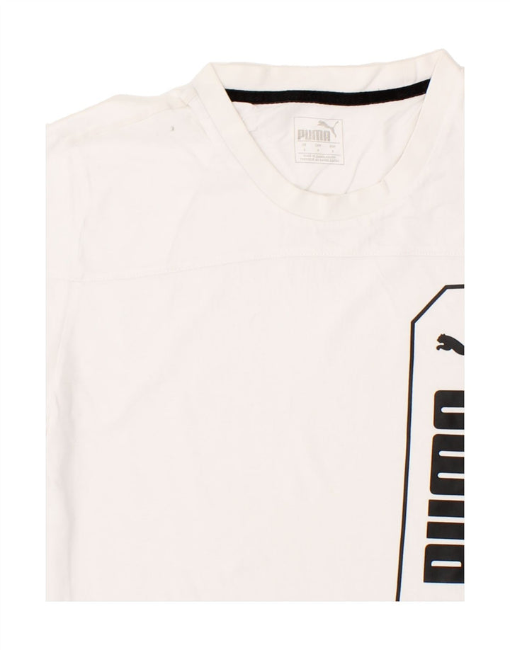PUMA Mens Graphic T-Shirt Top Small White Cotton Vintage Puma and Second-Hand Puma from Messina Hembry 