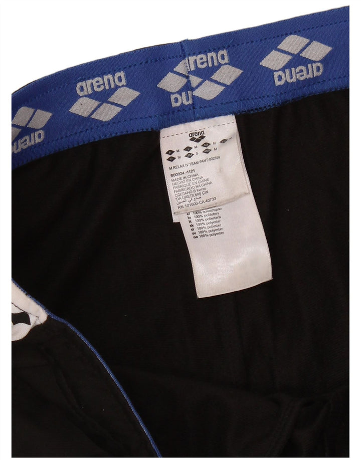 Męskie spodnie dresowe ARENA z grafiką, poliester w kolorze średniej czerni, w blokach kolorystycznych