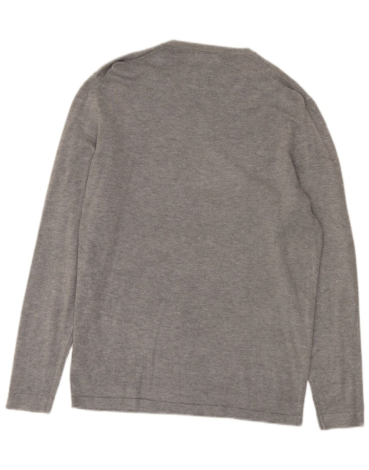 Męski sweter Zara z dekoltem w kształcie litery V, średnioszary, nakrapiany