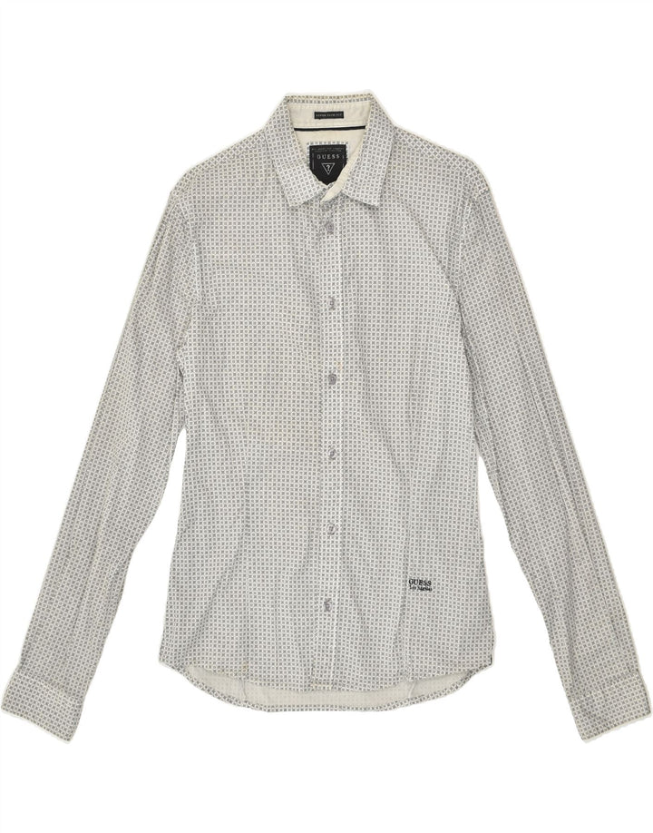 GUESS Mens Shirt 34 XS Grey Geometric Cotton | Vintage Guess | Thrift | Second-Hand Guess | Used Clothing | Messina Hembry 