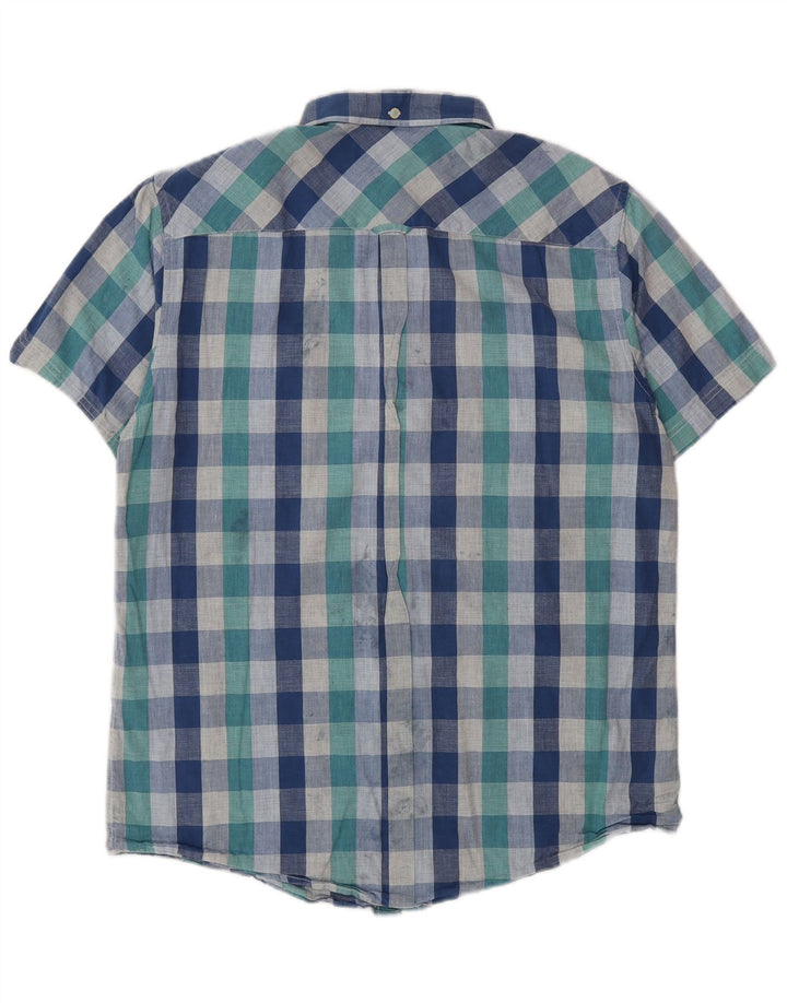 Męska koszula z krótkim rękawem Ben Sherman, duża, niebieska, bawełniana krata