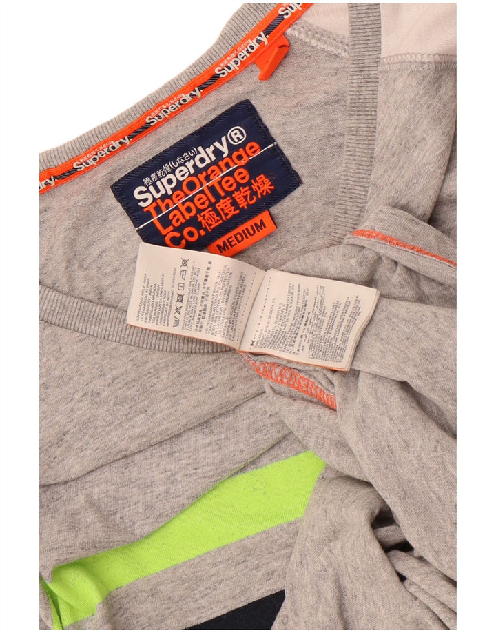 Męski top Superdry z długim rękawem, średnioszary, bawełniany w bloki kolorów