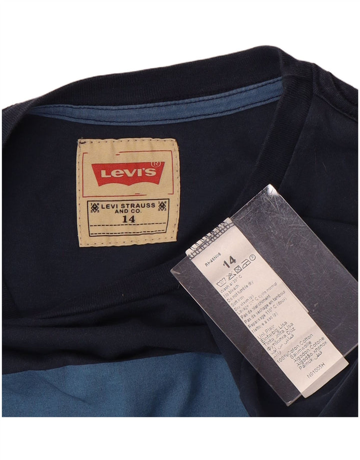 Chłopięcy top z grafiką Levi's z długim rękawem 13-14 lat, granatowa, bawełniana