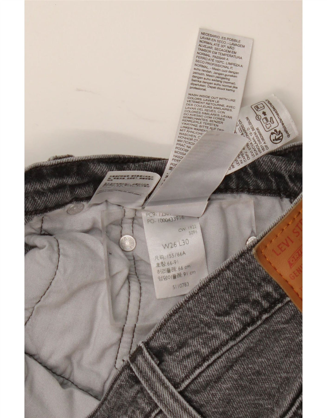 Damskie dżinsy Levi's 501 Straight W26 L30 Szara bawełna