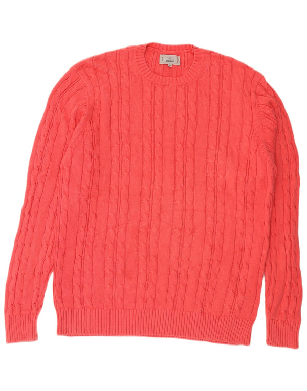 Marks & Spencer Męski sweter z okrągłym dekoltem XL, różowy, bawełniany