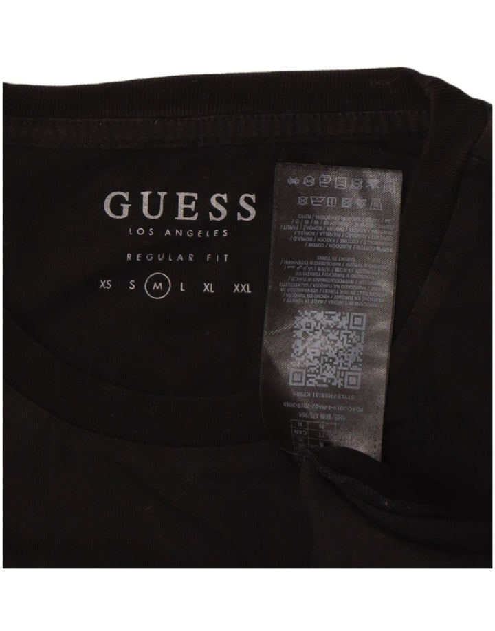 Męski T-shirt Guess z grafiką, średni czarny, bawełniany