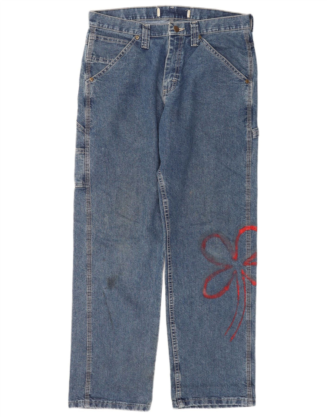 Damskie jeansy Lee Cargo Straight W32 L30 Niebieska bawełna w kwiaty