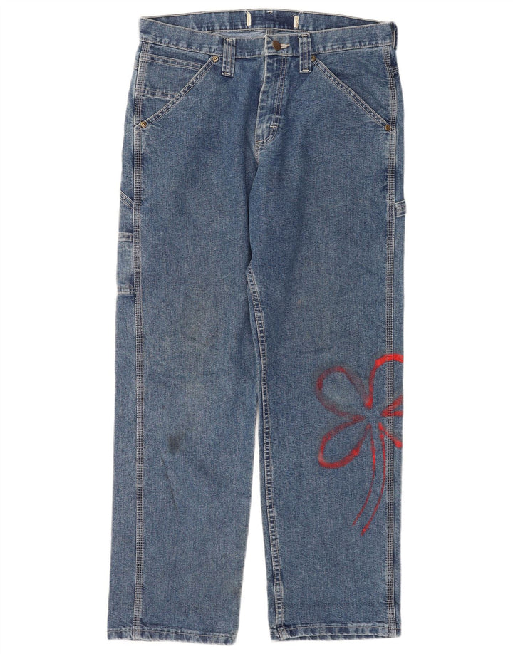 Damskie jeansy Lee Cargo Straight W32 L30 Niebieska bawełna w kwiaty