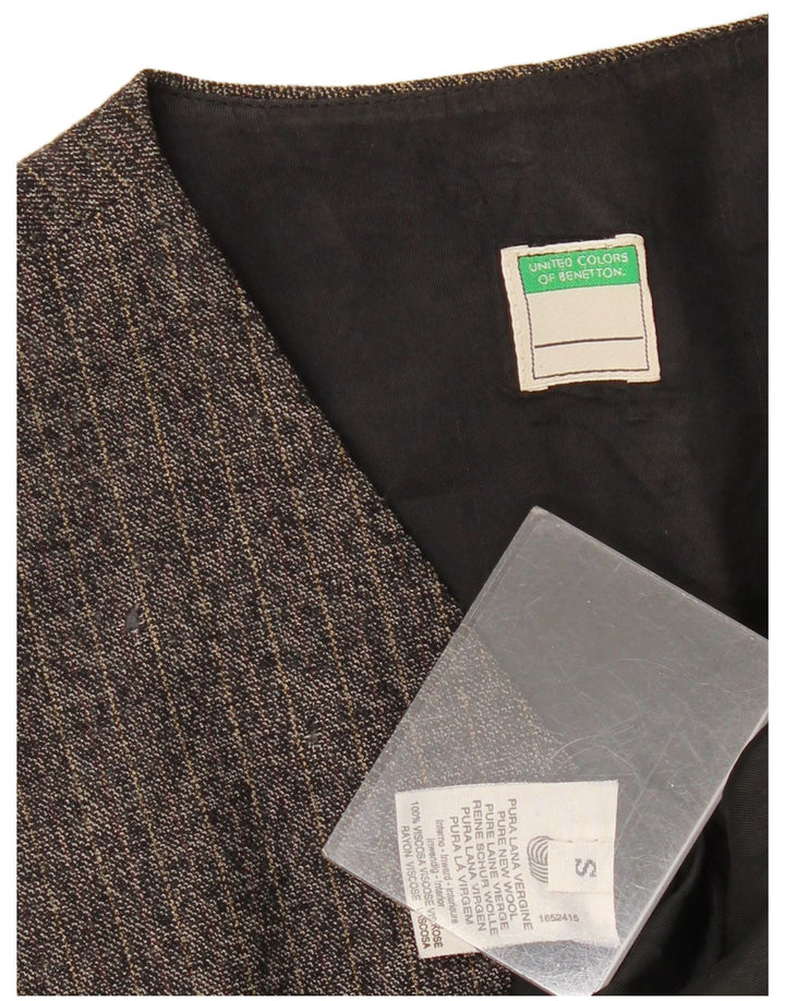 Damska marynarka BENETTON Longline UK 10 w małe szare prążki