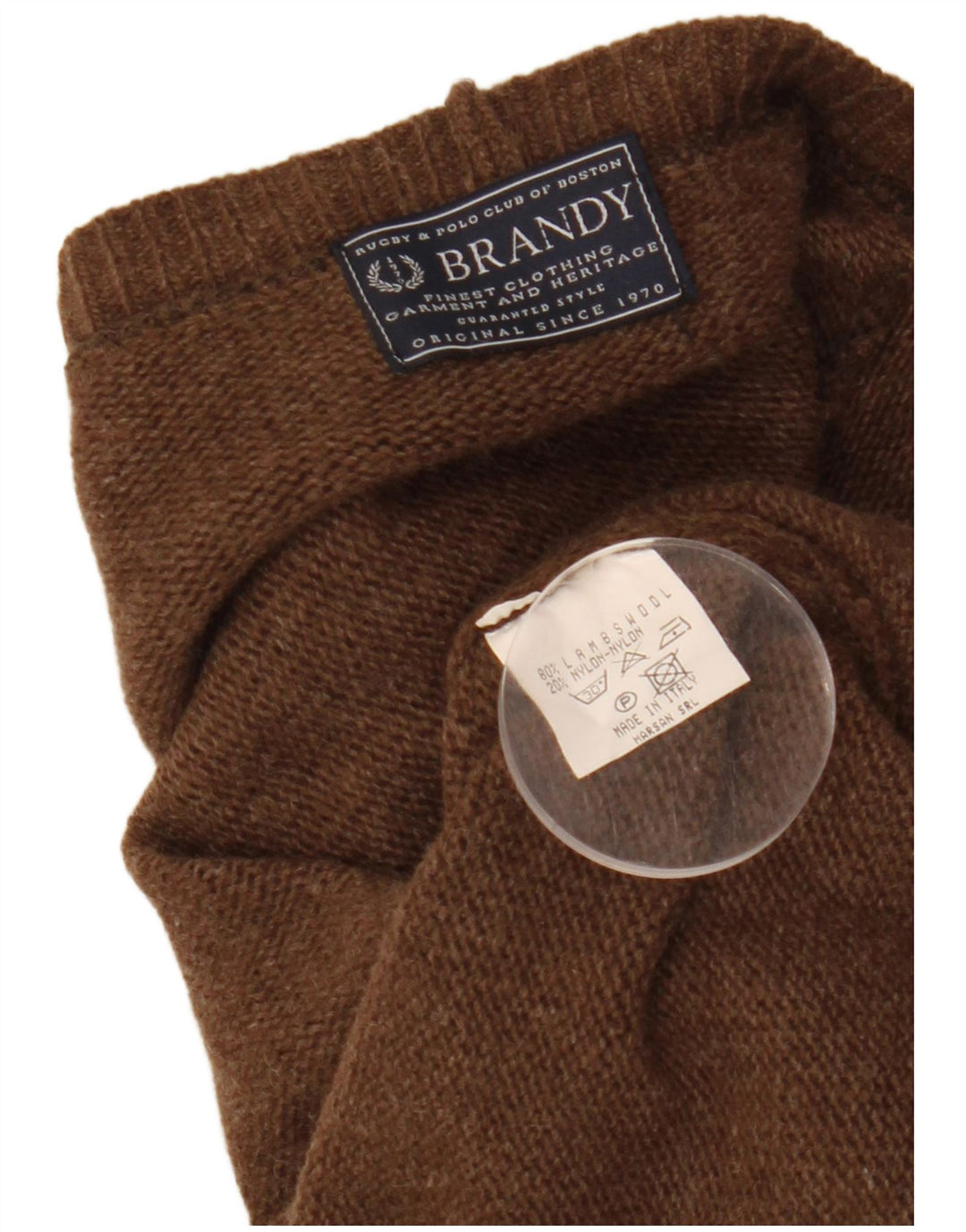 Sweter damski VINTAGE Crop Cardigan UK 14 Średni brąz z owczej wełny