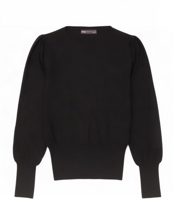 Marks & Spencer Damski sweter z dekoltem w łódkę UK 10 Small, czarna wiskoza