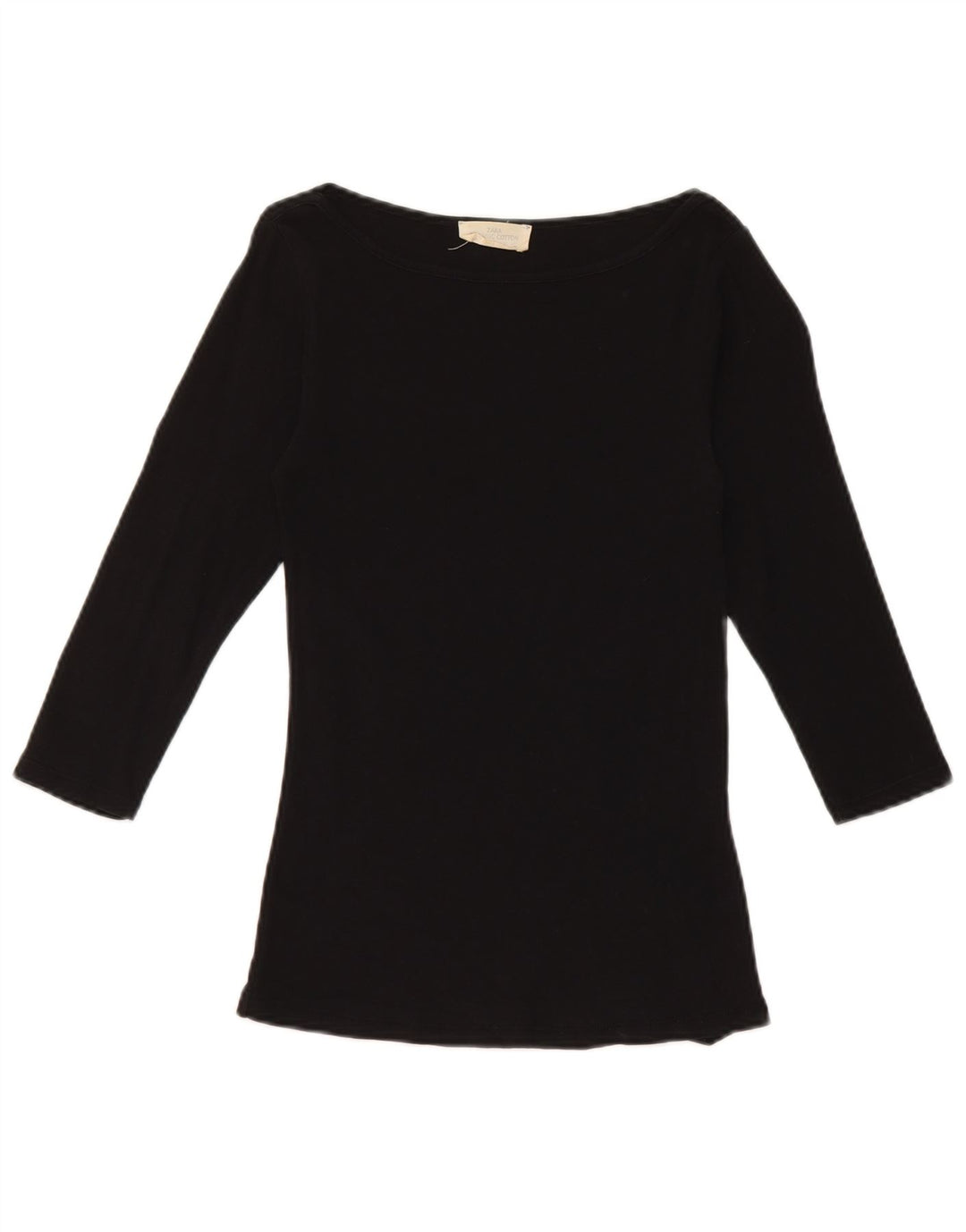 Top damski Zara z rękawem 3/4, UK 8, mały, czarny, bawełniany