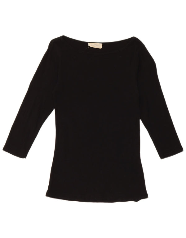 Top damski Zara z rękawem 3/4, UK 8, mały, czarny, bawełniany