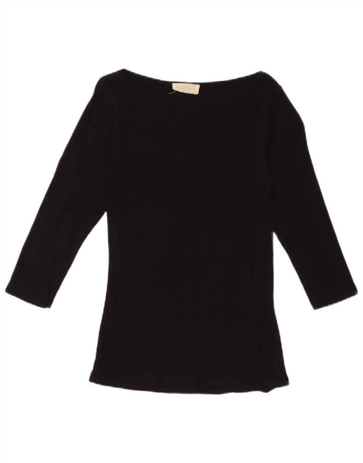 Top damski Zara z rękawem 3/4, UK 8, mały, czarny, bawełniany