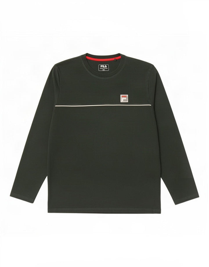 Top męski Fila z długim rękawem 2XL, zielony, bawełniany