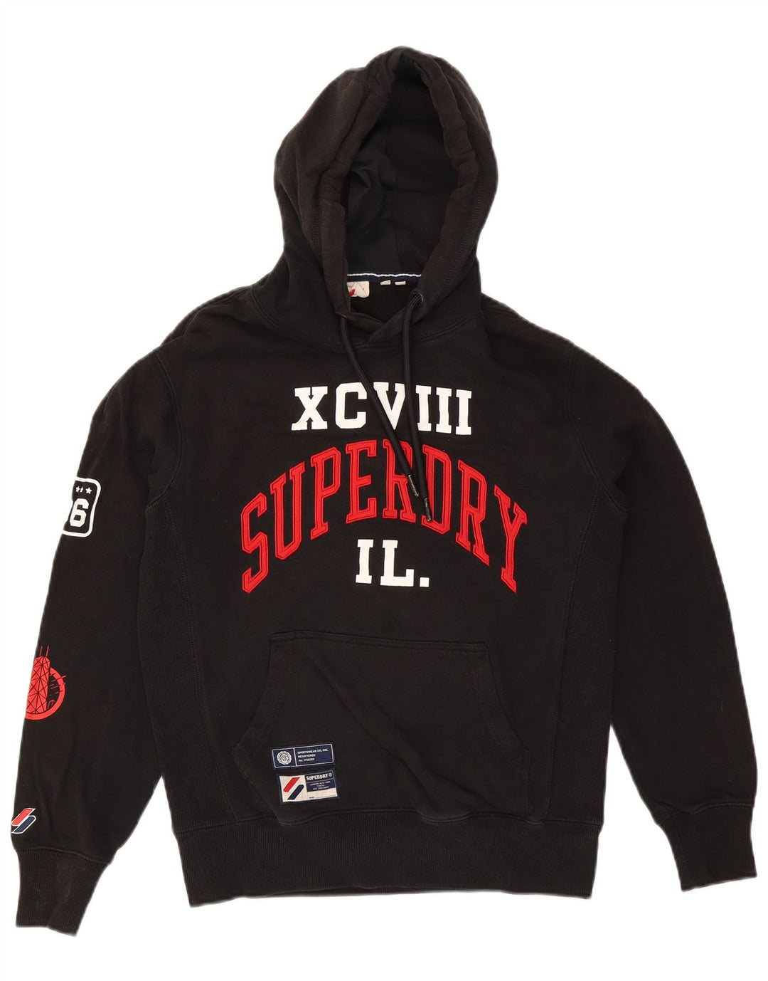 Męski sweter z kapturem Superdry z grafiką, mały, czarny