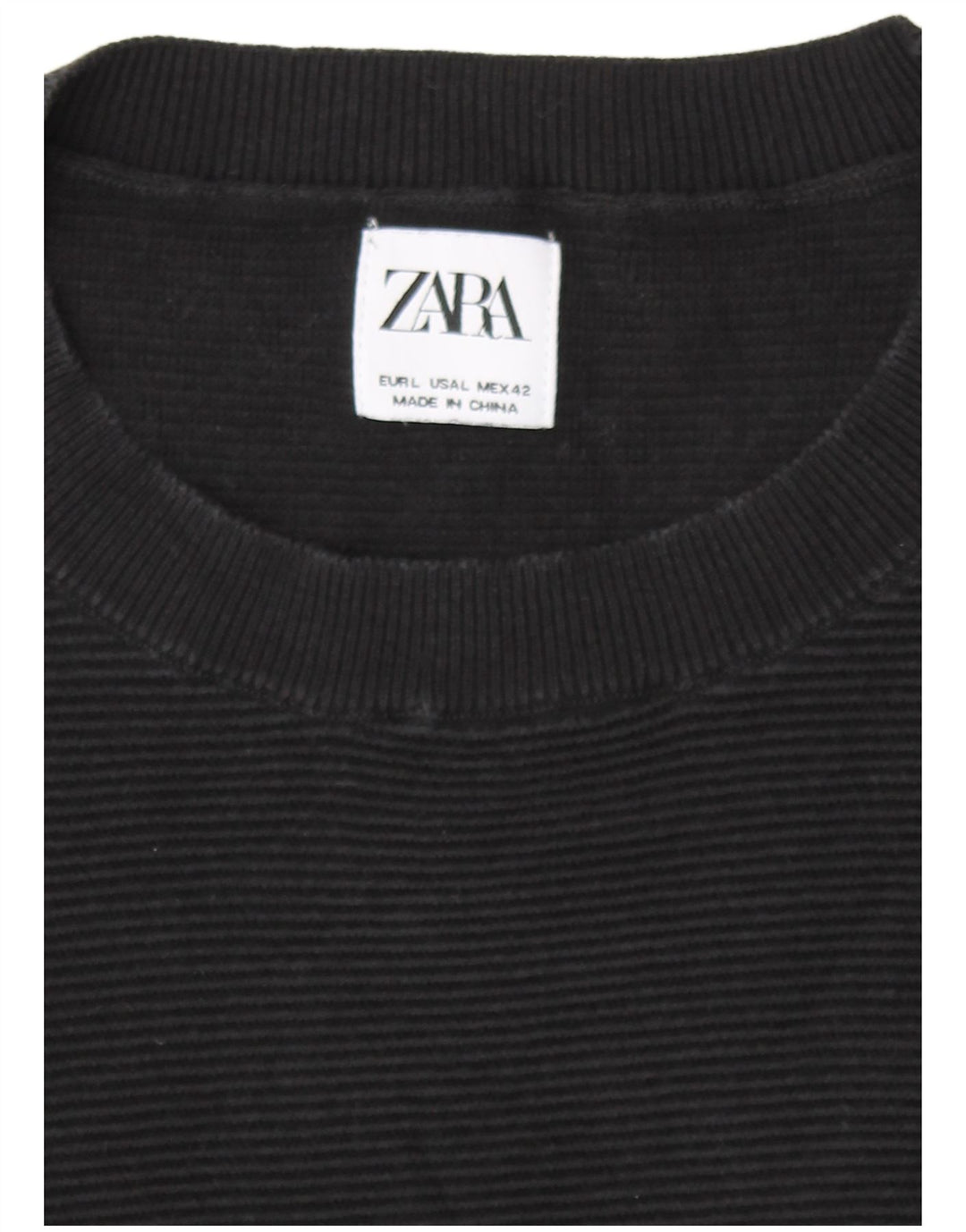 Męski sweter Zara z okrągłym dekoltem, duży, czarny