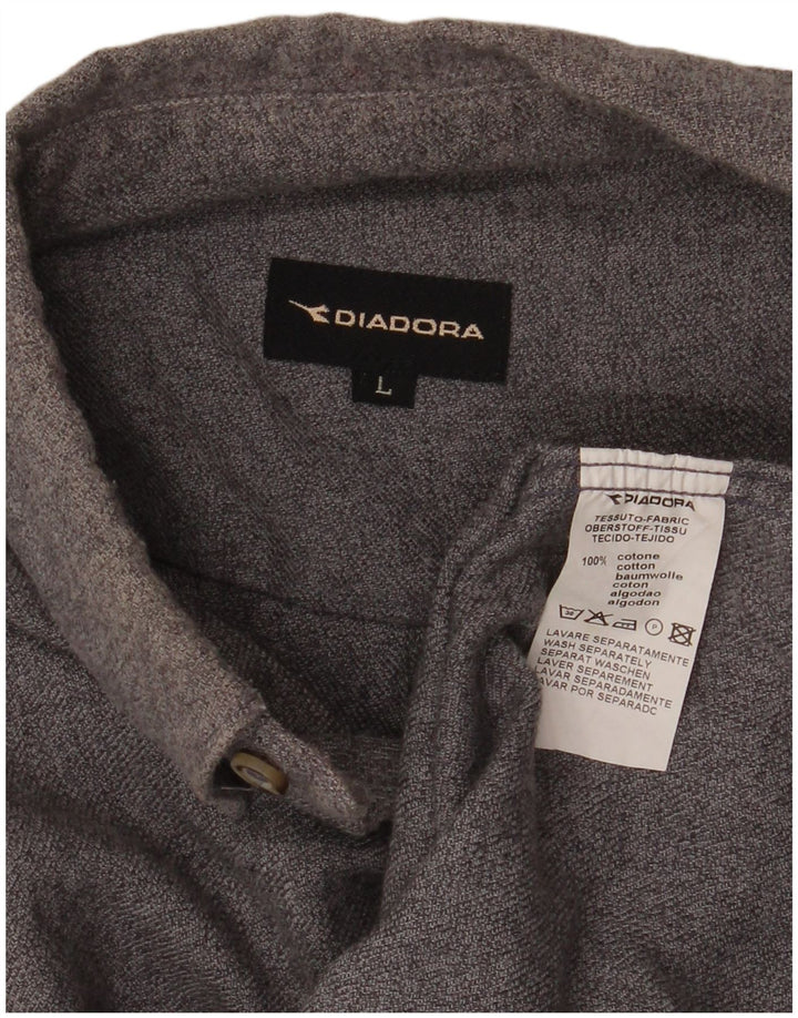 Męska koszula flanelowa Diadora, duża, szara, bawełniana