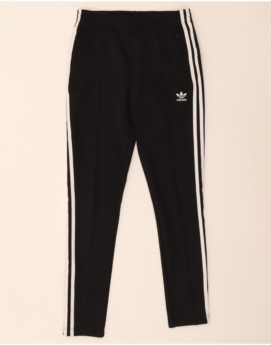 Damskie spodnie dresowe Adidas UK 12, średni czarny poliester z blokami kolorów