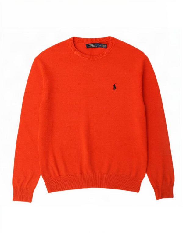 Polo Ralph Lauren Męski sweter z okrągłym dekoltem, średnia, pomarańczowa wełna