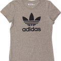 ADIDAS Womens Graphic T-Shirt Top EU 38 Medium Grey Cotton Vintage Adidas and Second-Hand Adidas from Messina Hembry 
