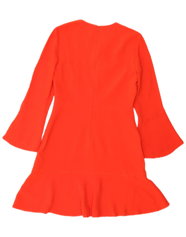 Karen Millen Damska sukienka o linii A z długim rękawem UK 10 Small Red Triacetate
