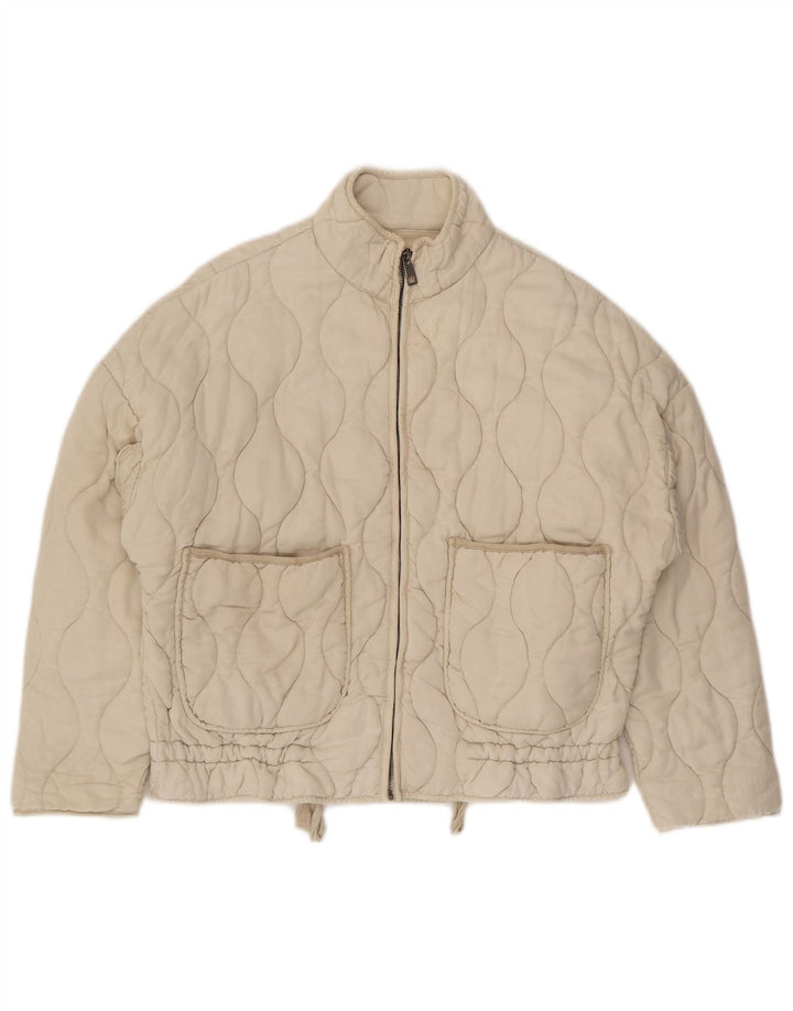 Damska pikowana kurtka oversize Zara UK 10 Small, beżowa, bawełniana
