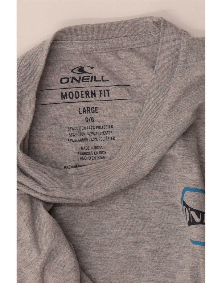 Męski T-shirt z grafiką O'Neill o nowoczesnym kroju, duży, szary, bawełniany
