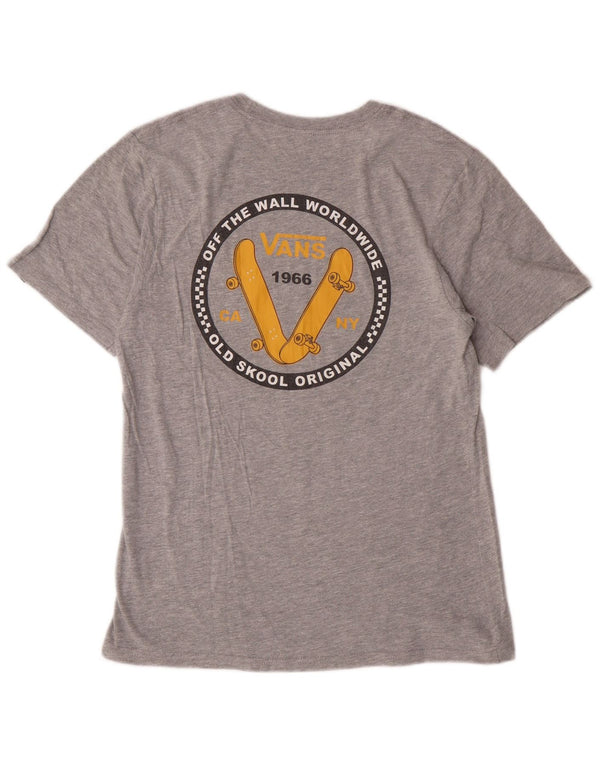 Chłopięcy T-shirt z grafiką Vans o klasycznym kroju, duży, 12-13 lat, szary, bawełniany
