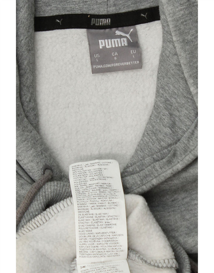 PUMA Mens Graphic Hoodie Jumper Large Grey Cotton