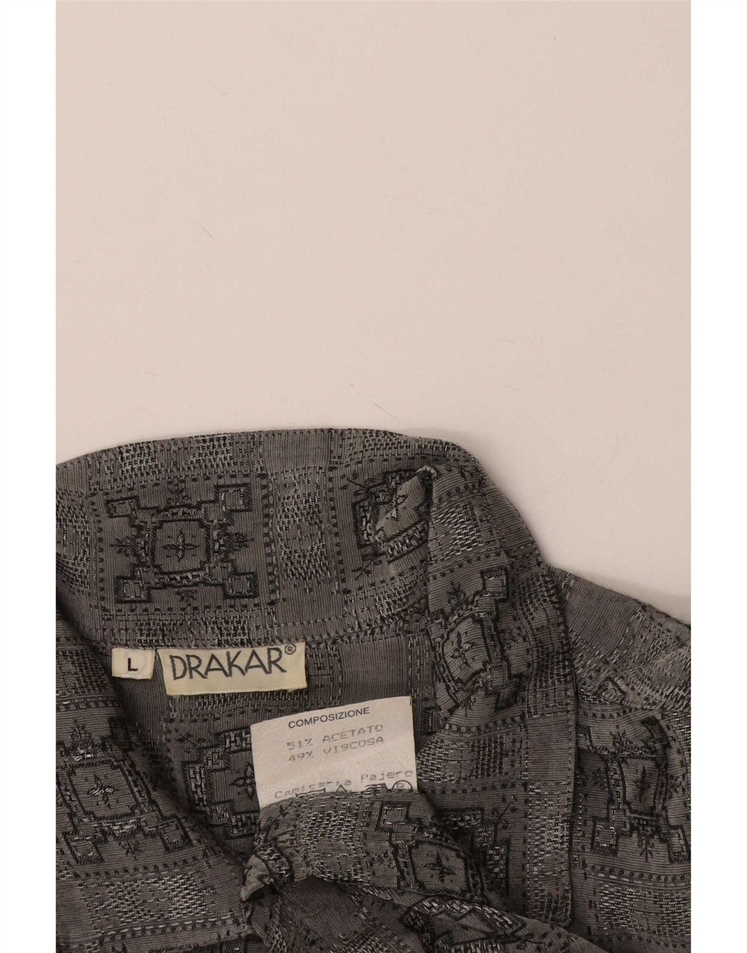 Koszula męska z krótkim rękawem w stylu vintage, duża, szara, octanowa kratka