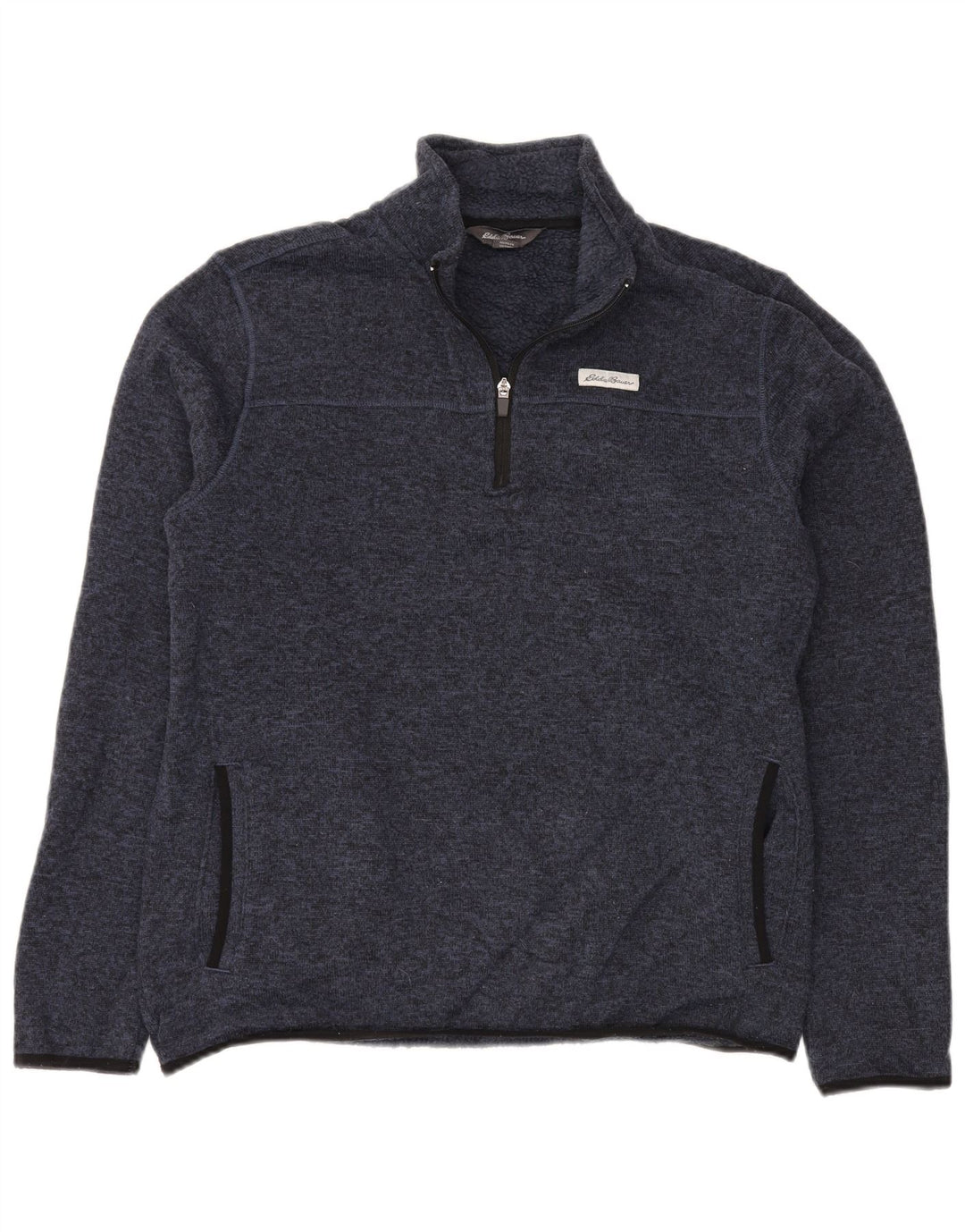 EDDIE BAUER Męski sweter z zamkiem błyskawicznym, duży, granatowy, poliester