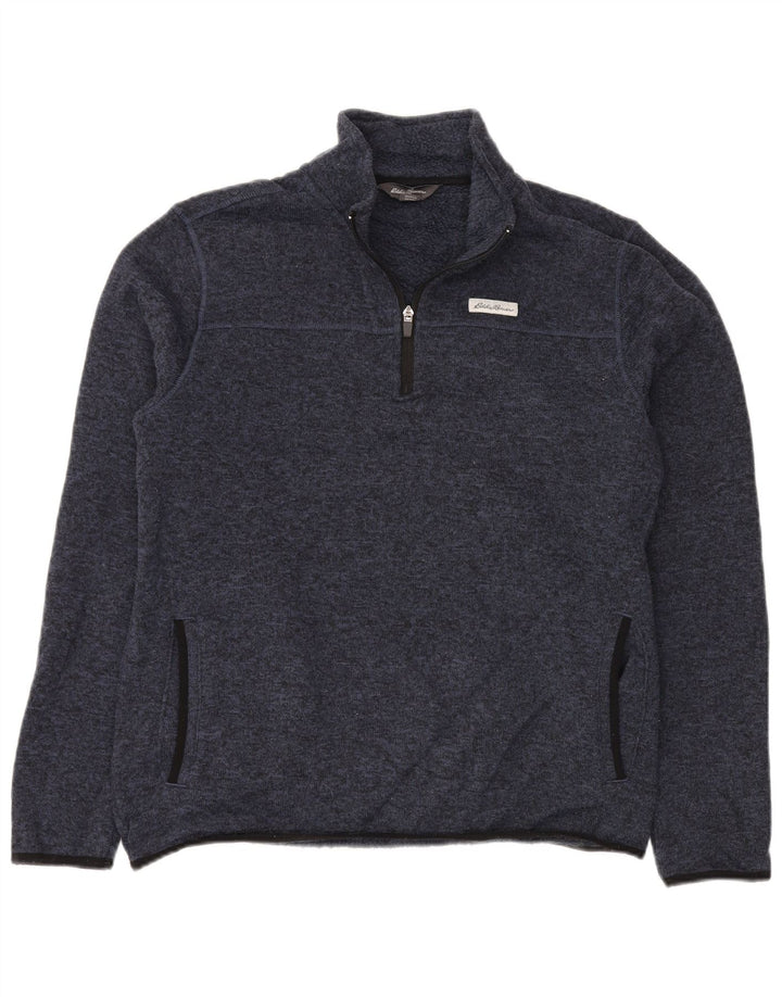 EDDIE BAUER Męski sweter z zamkiem błyskawicznym, duży, granatowy, poliester