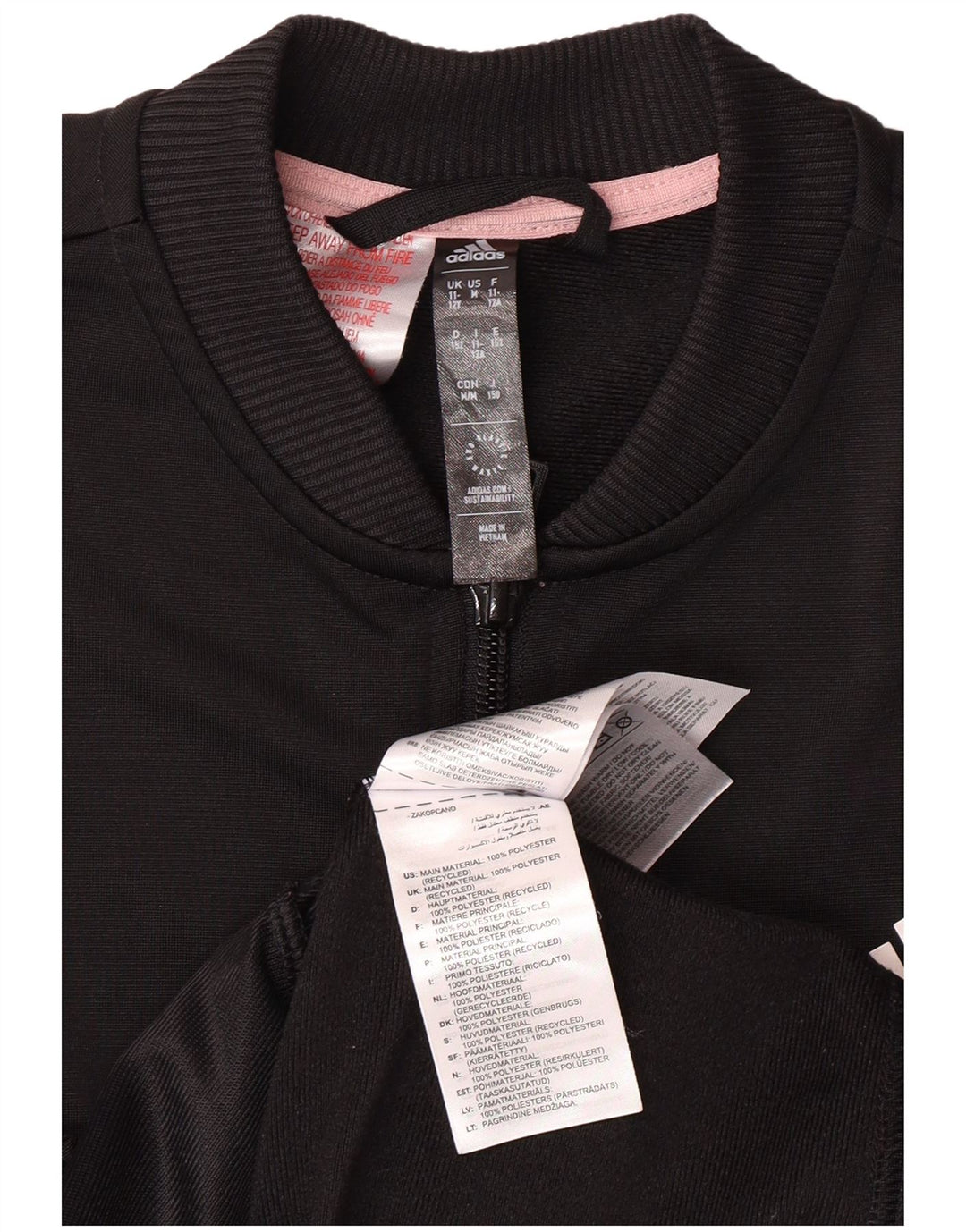 Kurtka dresowa ADIDAS dziewczęca 11-12 lat, czarna, poliester