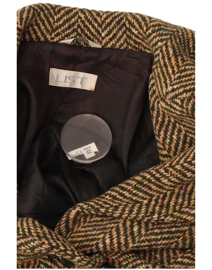 Płaszcz damski w stylu vintage IT 42 Medium Khaki w jodełkę