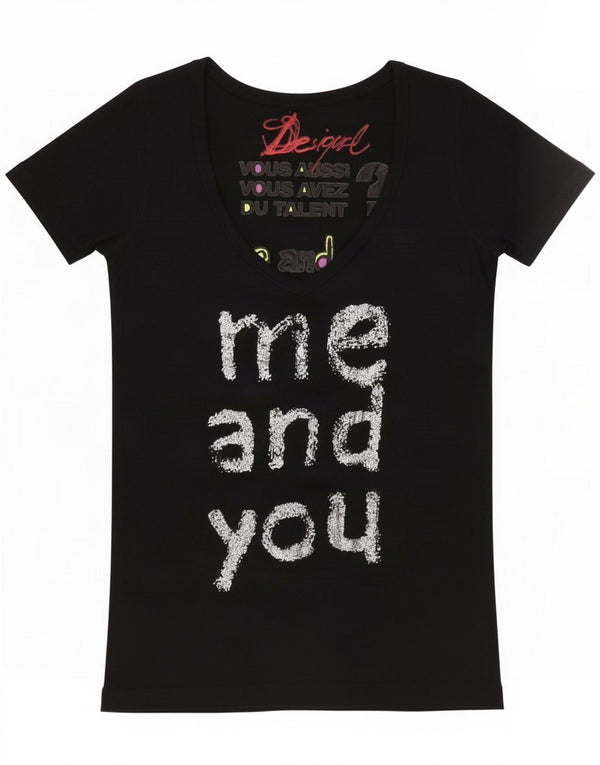 Damska koszulka z grafiką Desigual Top UK 14 Large, czarna wiskoza