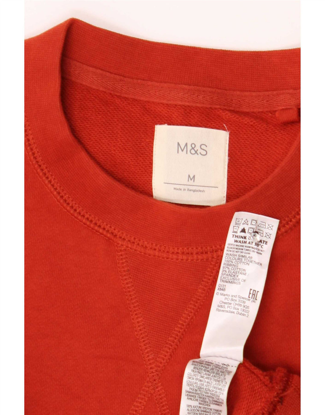 Marks & Spencer Męska bluza dresowa, średnia czerwona, bawełniana