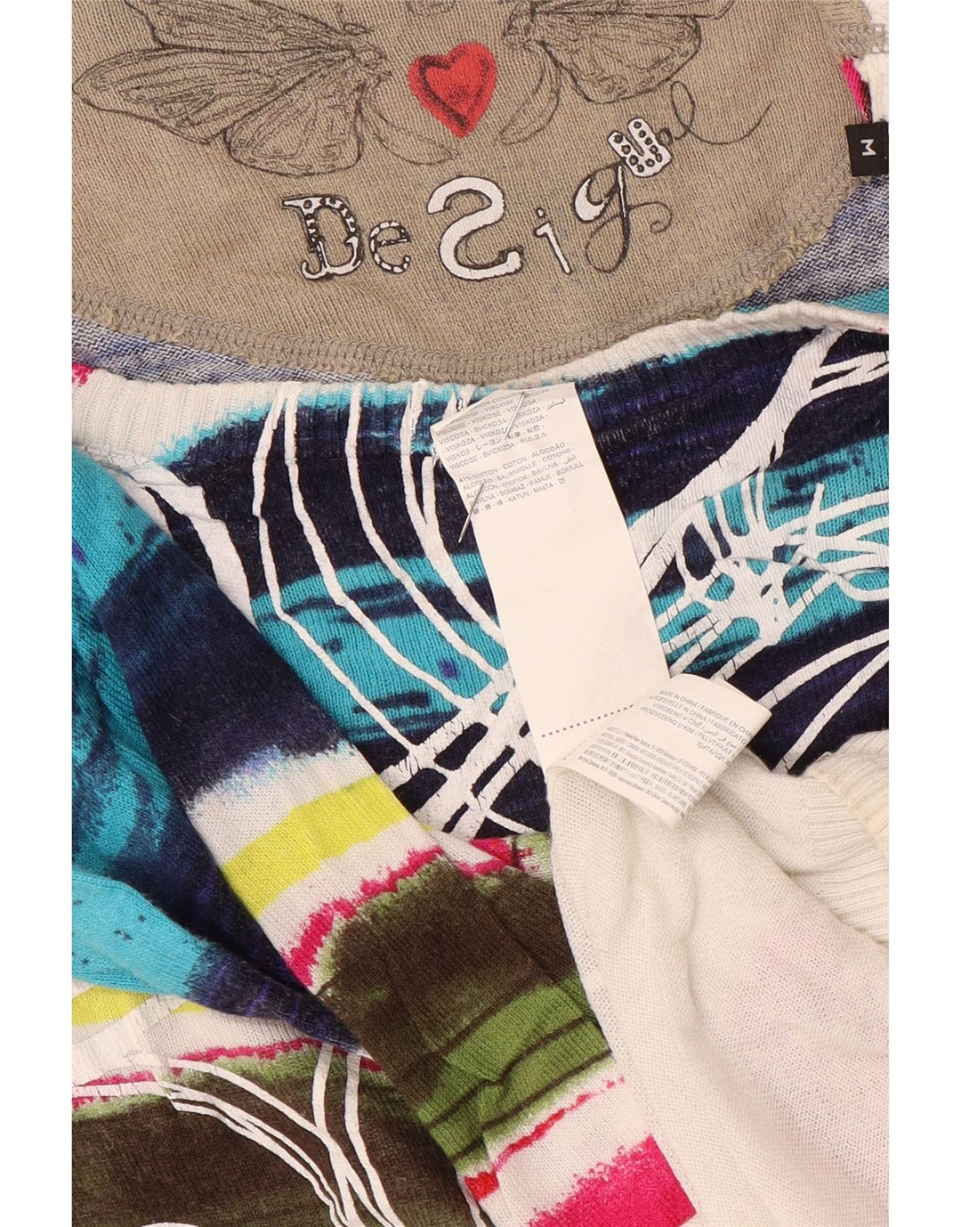 Damski sweter Desigual z dekoltem w łódkę UK 12, średni, wielokolorowy