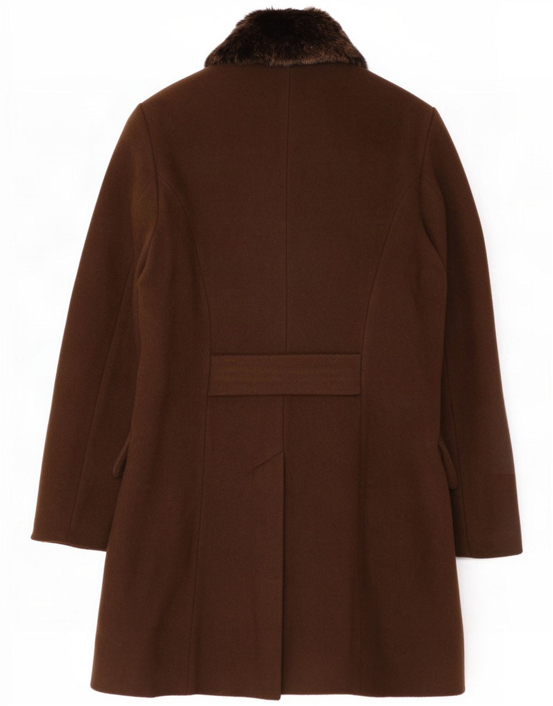 Jigsaw Womens Double Breasted Coat UK 10 Small Brown Wool