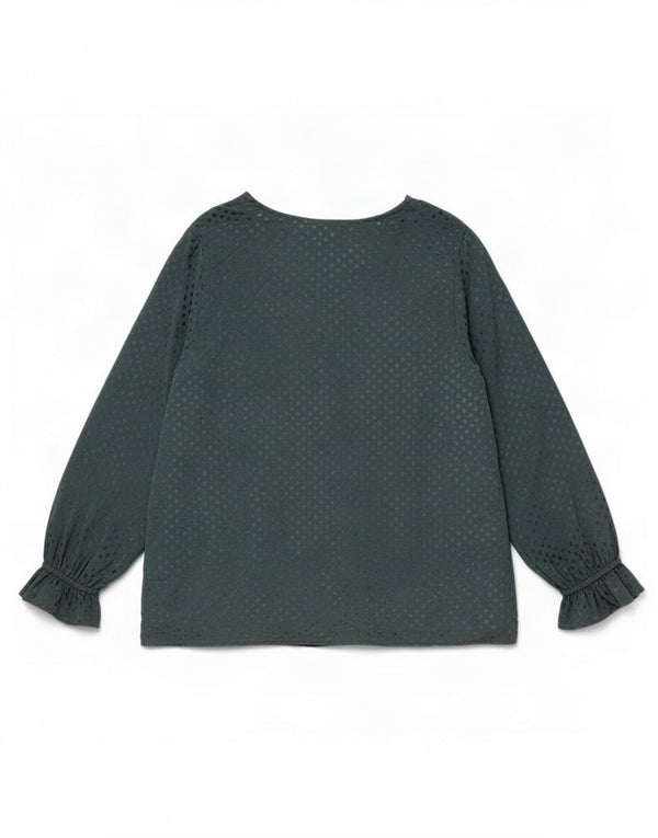 Crew Clothing Damska bluzka z długim rękawem Top UK 12 Średnia zielona w kropki