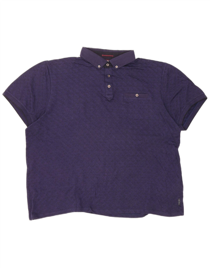 Męska koszulka polo Ted Baker, rozmiar 6, 2XL, bawełniana, granatowa w kratkę