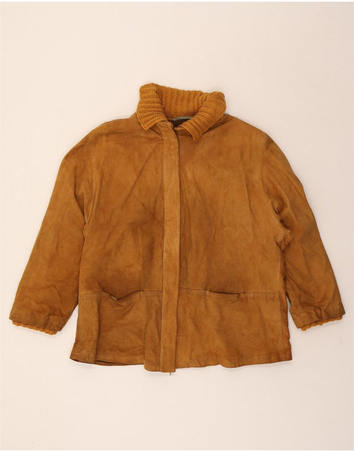 VINTAGE Womens Suede Jacket UK 18 XL Beige Vintage Vintage and Second-Hand Vintage from Messina Hembry 