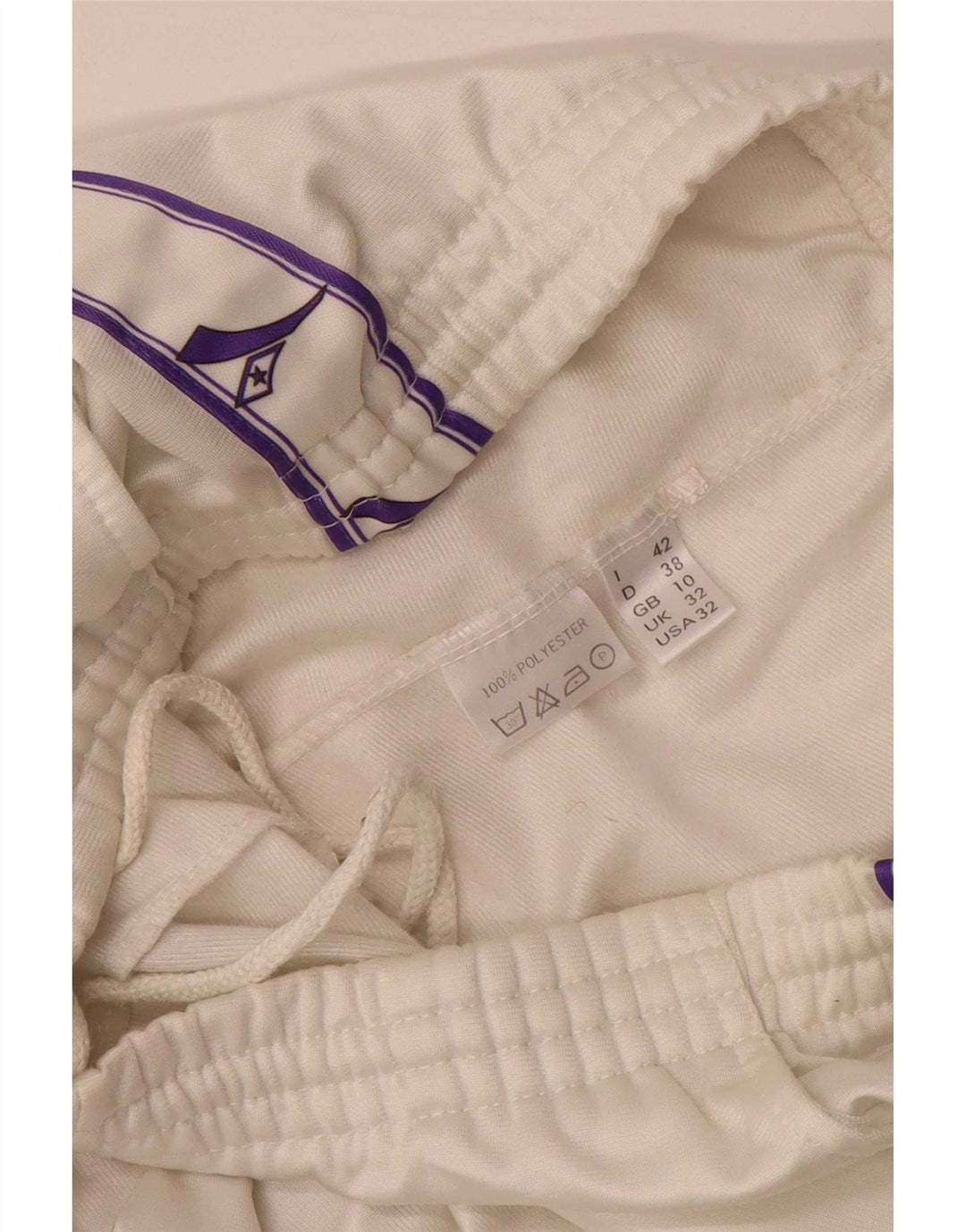 Damskie spodnie dresowe Diadora UK 10, małe, białe, poliestrowe