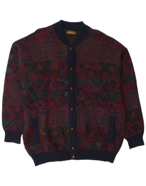 Męski sweter kardigan PETER BRĄZOWY IT 58 3XL Burgundowy Fair Isle