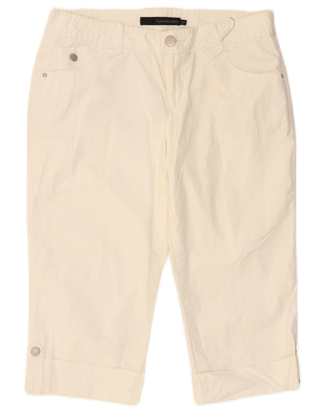 Spodnie damskie CALVIN KLEIN Capri US 12 Large W34 L19 Off White