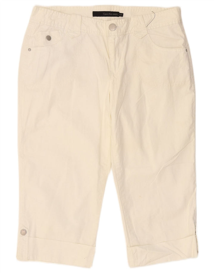 Spodnie damskie CALVIN KLEIN Capri US 12 Large W34 L19 Off White