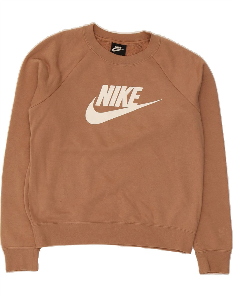 NIKE Womens Oversized Graphic Sweatshirt Jumper UK 10 Small Beige Cotton Vintage Nike and Second-Hand Nike from Messina Hembry 
