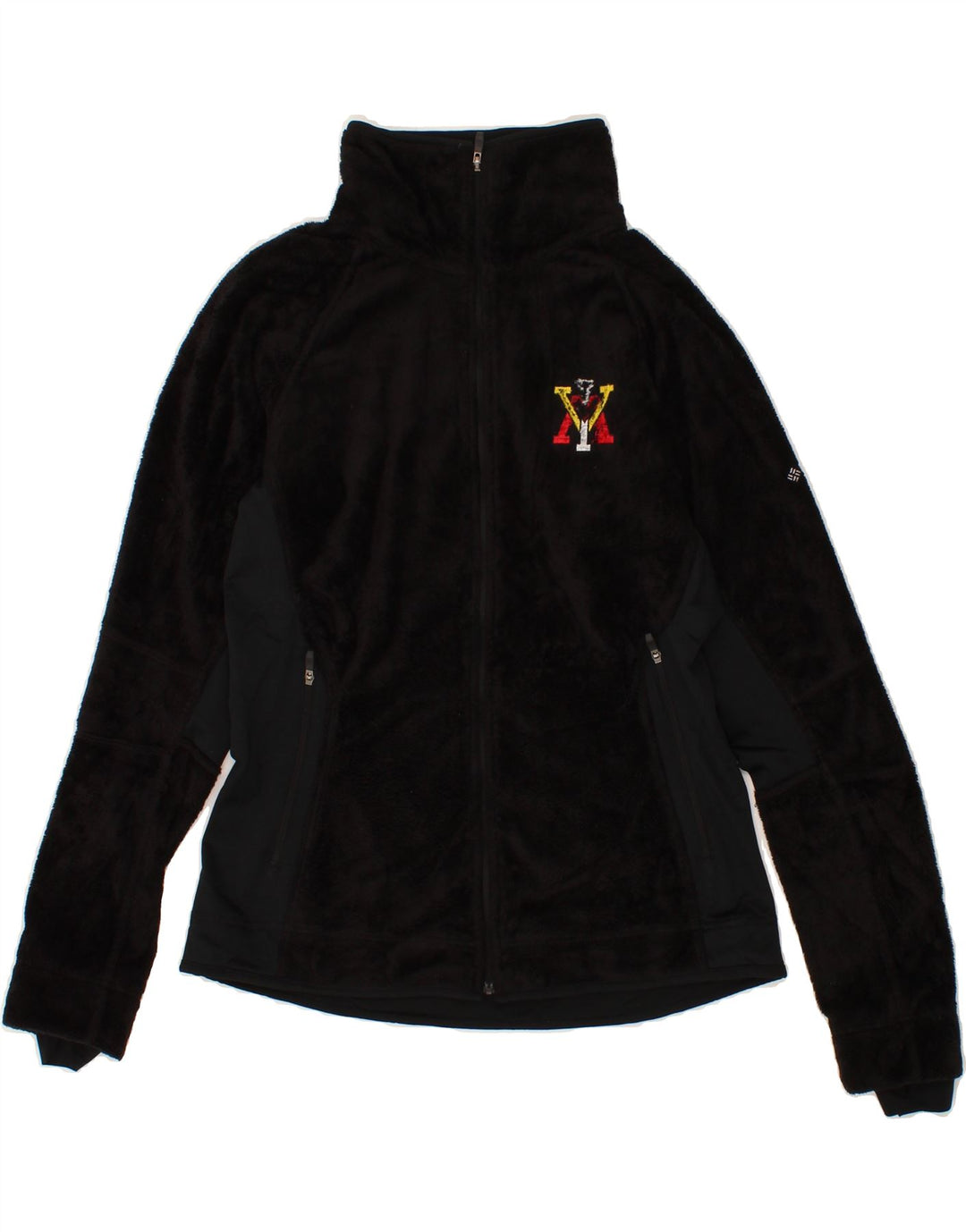 COLUMBIA Womens Fleece Jacket UK 14 Medium Black Colourblock Polyester Vintage Columbia and Second-Hand Columbia from Messina Hembry 