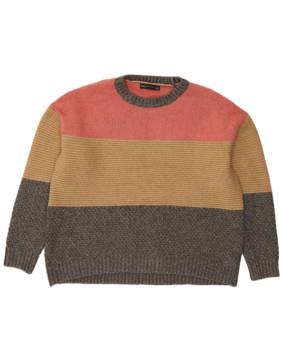 Marks & Spencer Damski sweter z okrągłym dekoltem, UK 16, duży, wielokolorowy